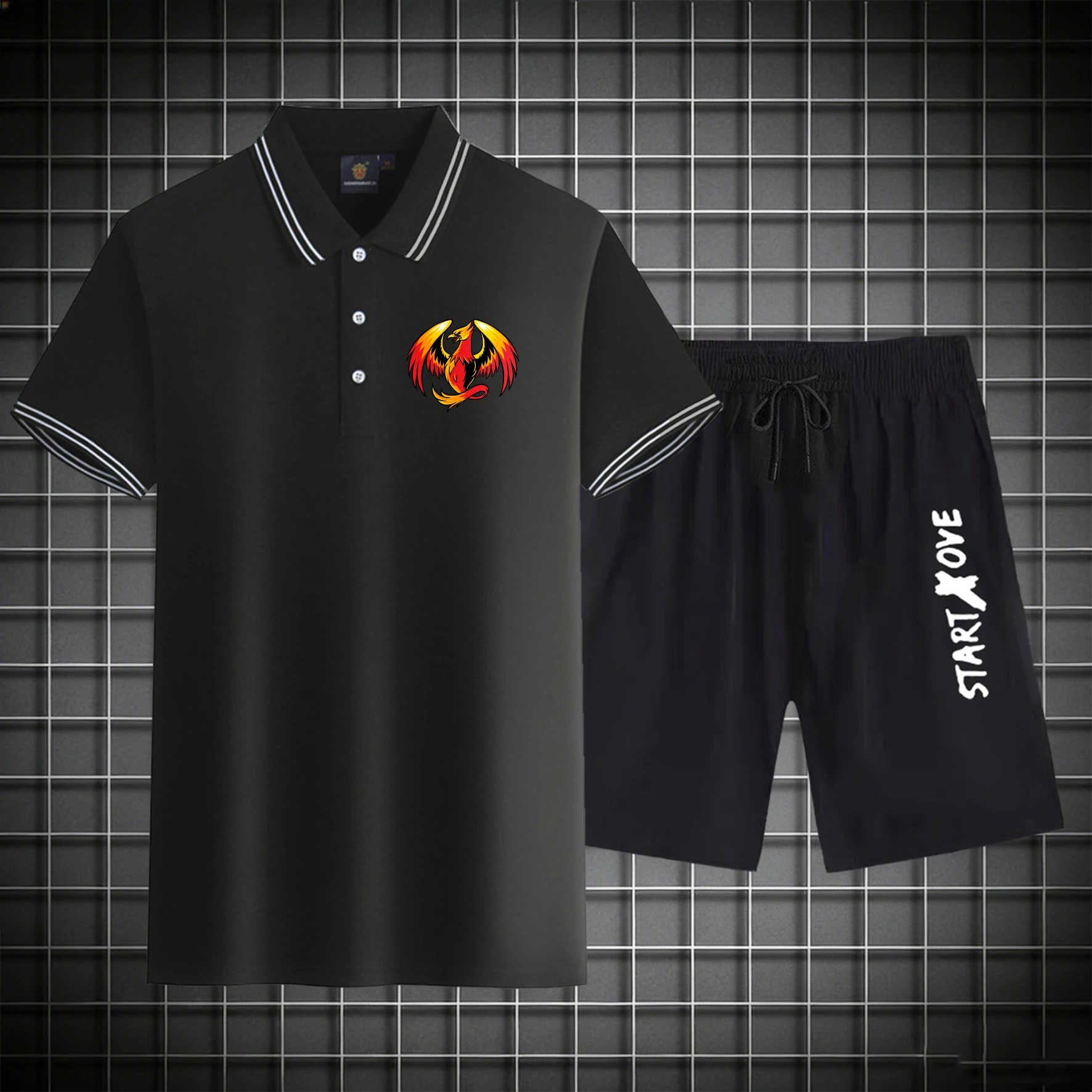 

men's Polos sets 2026 Summer Graphic sweat suit men's suits Printed Polyester Short sleeve Y2k tracksuits clothing set