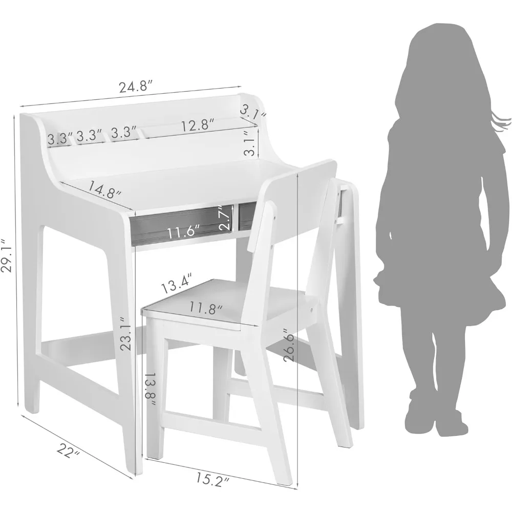 Wooden Children Study Table Kids Table and Chair Set Study Desk for Kids With Storage Bins Children's Furniture