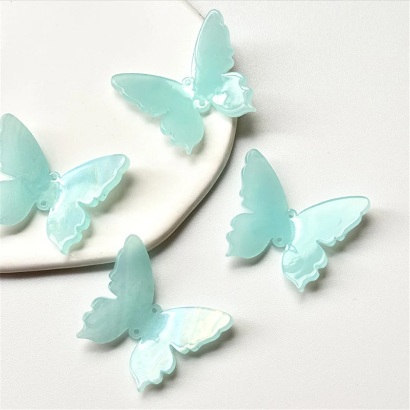 100 Pieces/Lot Resin Acetic Acid Transparent Butterfly Charm Connectors DIY Ornament Hair Earrings Jewelry Findings Accessories