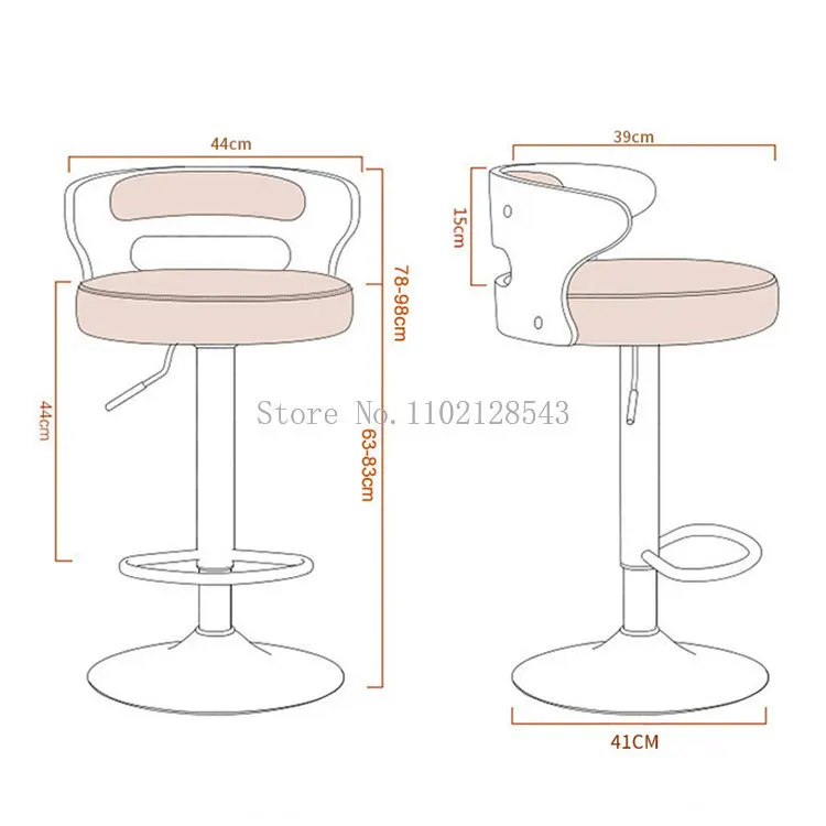 Leather Bar Chair Modern Kitchen Furniture Backrest High Bar Stool European Pub Rotating Lifting Barstool bancos para bar