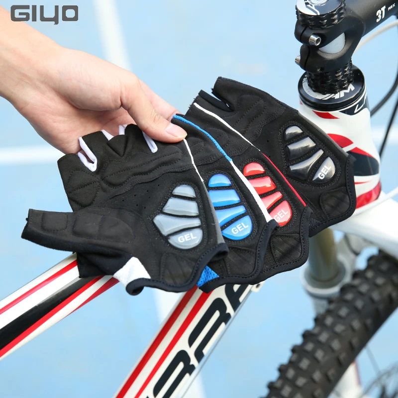 GIYO-Metade do Dedo Gel Luvas de Ciclismo para Homens e Mulheres, Luvas, À Prova de Choque, Respirável, Resistente ao Desgaste, MTB, Road Bike, Esportes ao Ar Livre