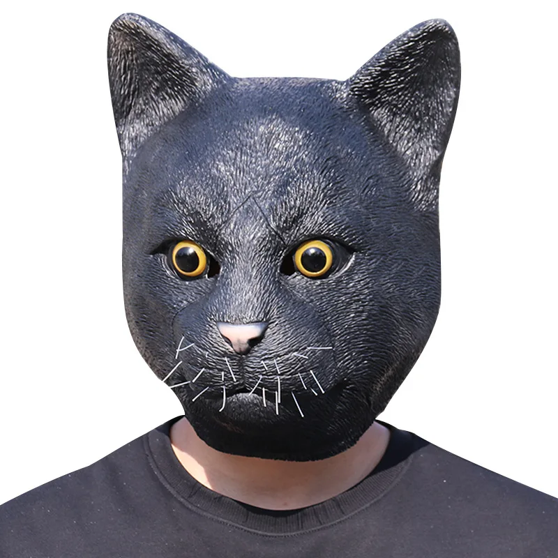 Halloween cosplay Black Cat Mask Crazy Zootopia Black Cat Latex Headset 3D Party Mask