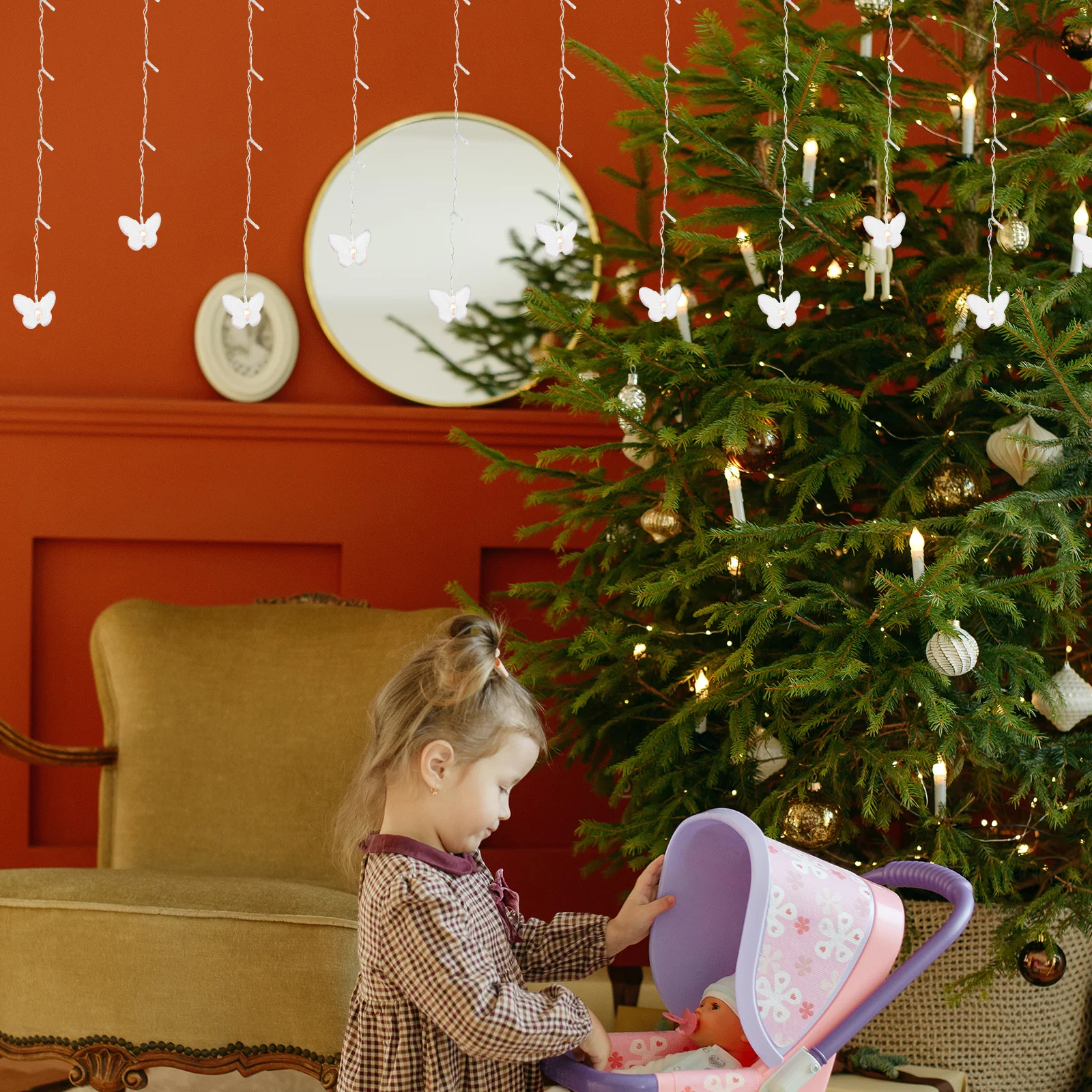 

1pc Butterfly Ice String Light Usb Charging Decorative Lamp For Home Wedding Party Festival Indoor Hanging Scene Layout Creative