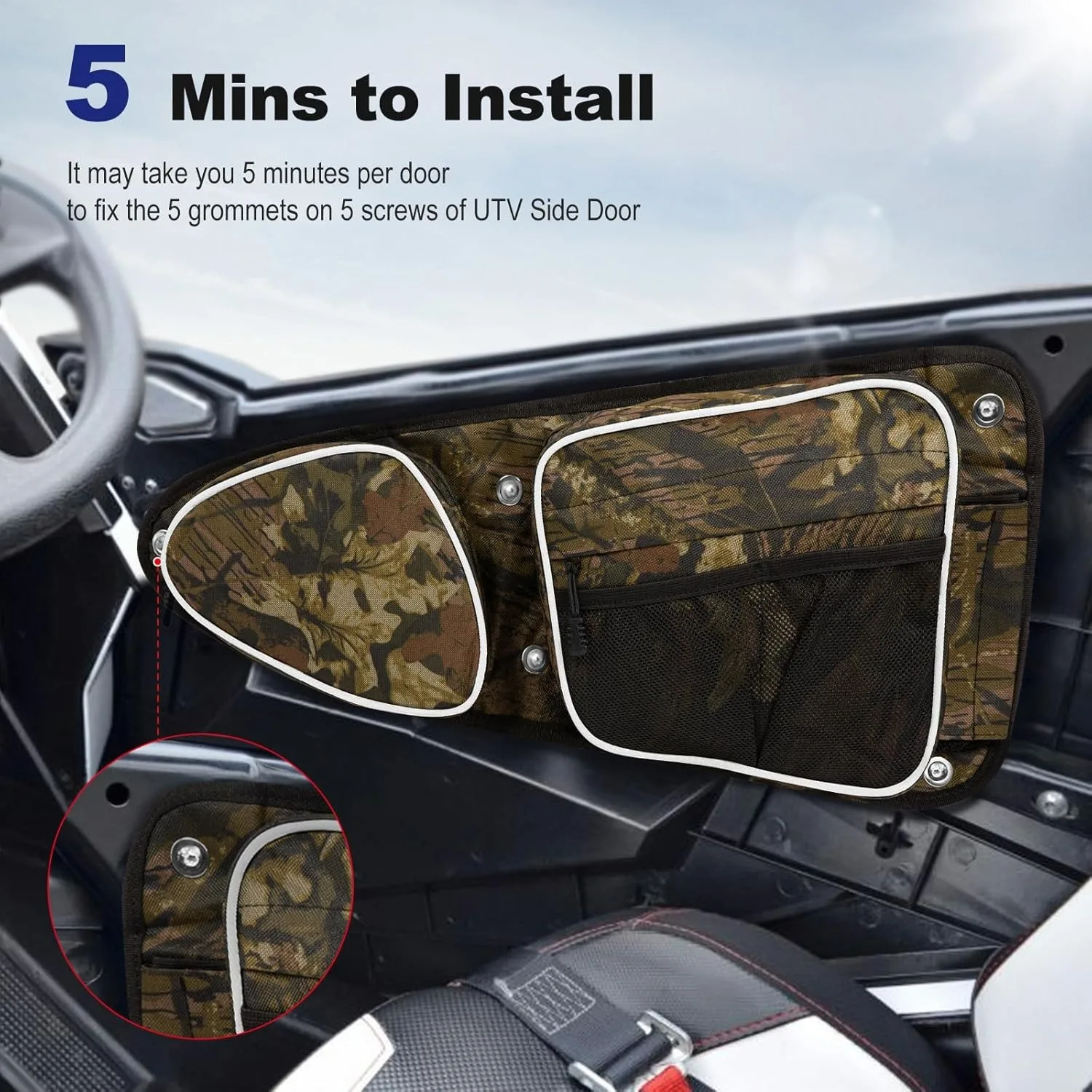 Bolsas de puerta RZR para UTV Polaris RZRs, un par de bolsas de almacenamiento para puerta delantera para Polaris RZR XP Turbo S 2014-2021 10