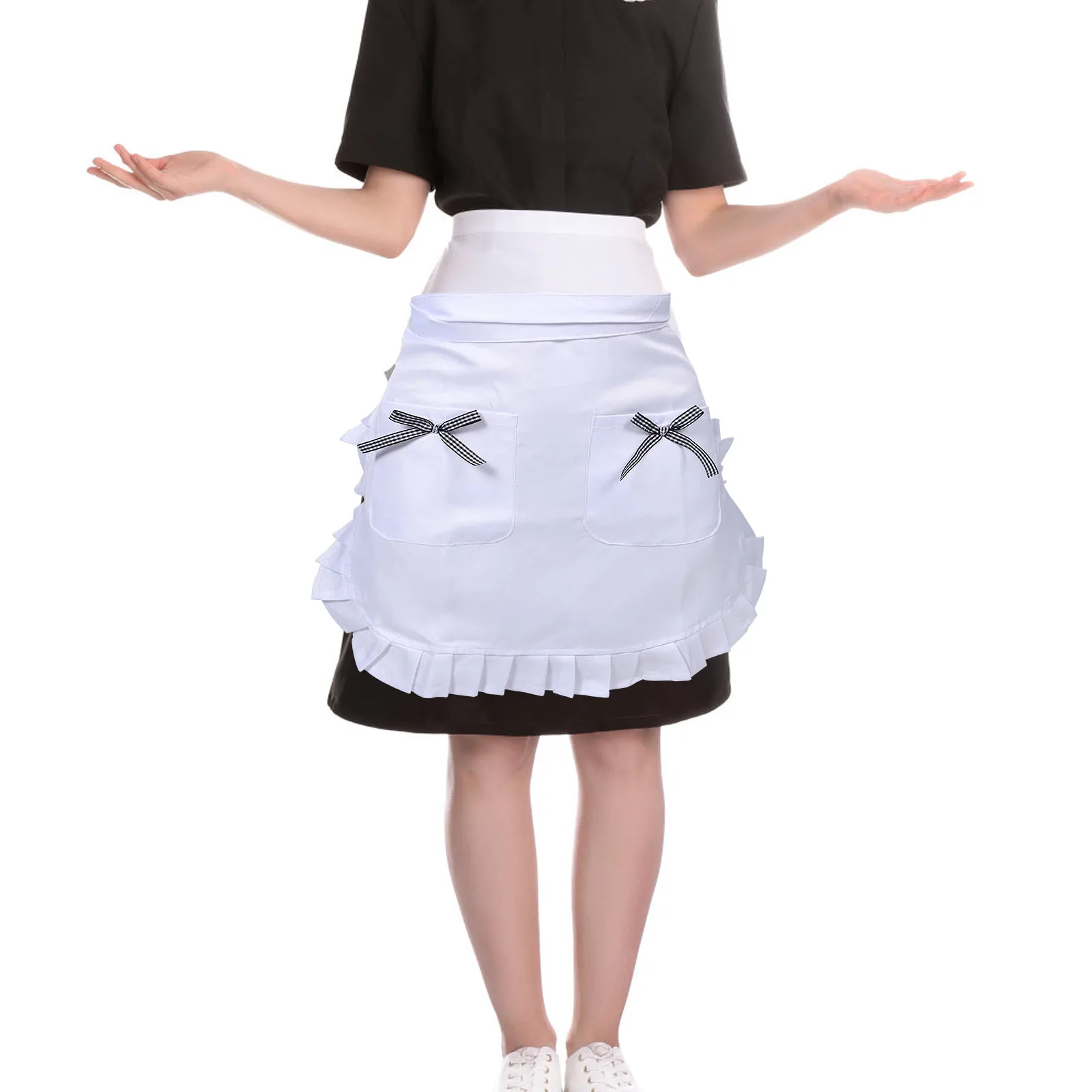 

Feminine Half Waist For Women Kitchen Baking Restaurant Cooking Serving Lightweight Polyester Ruffled Design Adjustable
