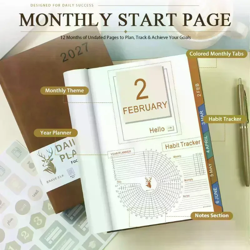 2027 Schedule Planner Notepad Wear-resistant Efficiency A5 Agenda Planning Notebook Simple Portable To-do List Notebook English