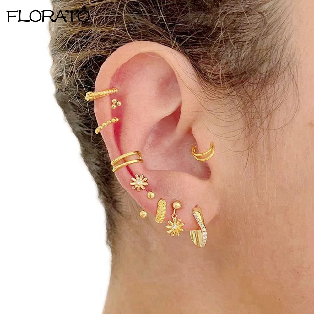 

925 Sterling Silver Needle Small flower Stud Earrings for Women 2025 new Daily Wear Cute Gold Color Ear Girls Pierc Jewelry Gift