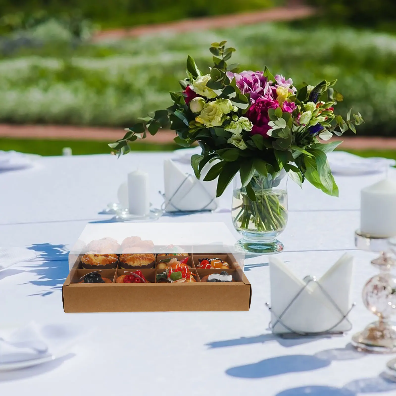 

5pcs Transparent Cupcake Box Cake Container 12-Grid Bakery Packaging Storage For Cupcakes Desserts Mousse Cakes Foldable