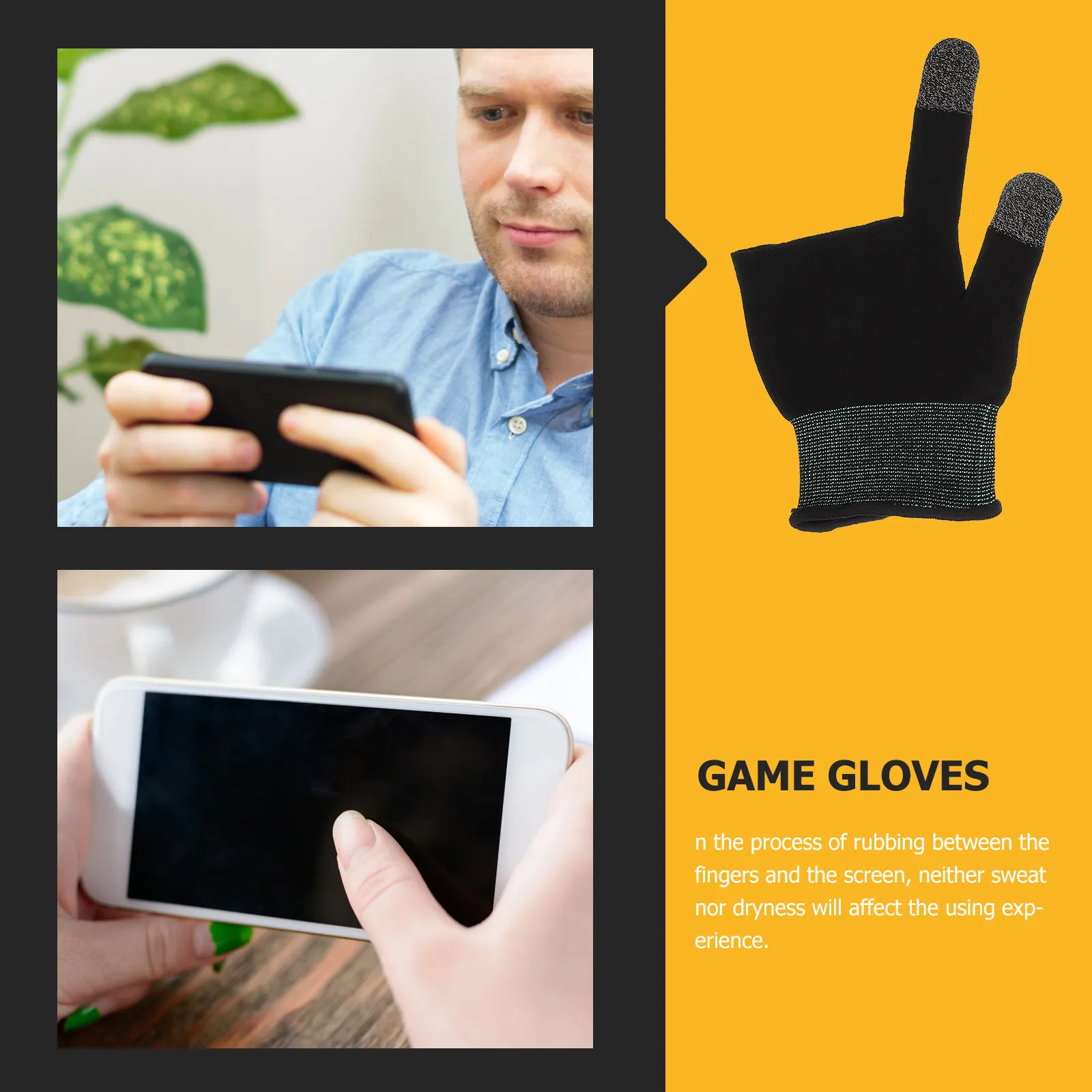 

2Pair Game Gloves High Sensitivity Two-Finger Carbon Fiber Sweat Resistant Thin Breathable Touchscreen Gloves for Mobile Phone