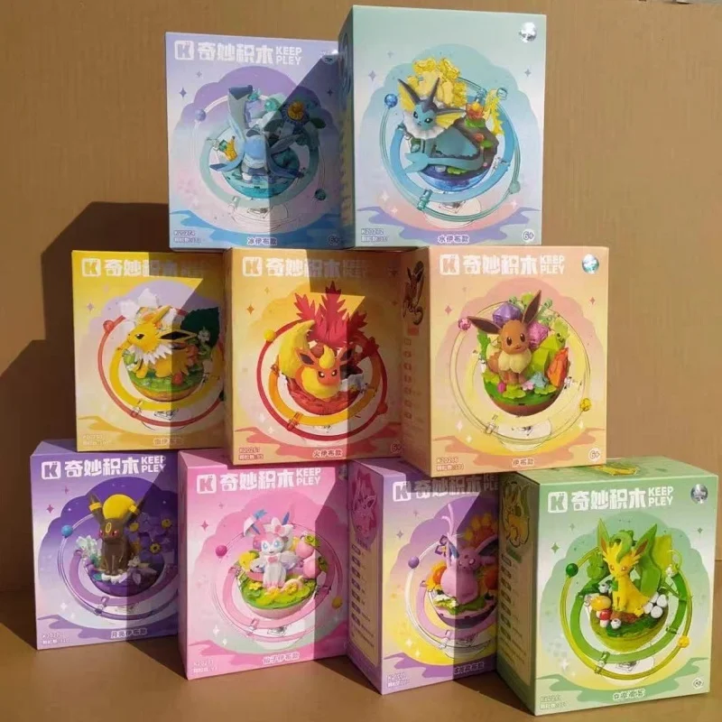 New Hot Keeppley Pokemon Eeveelution Building Blocks Planet Series Blind Box Authentic Collectible Assembly Model Toy Figure