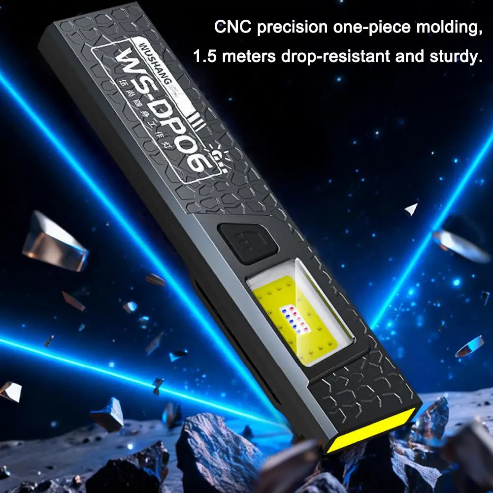 1PC LED Keychain Flashlight 600Lm Portable Rechargeable Mini Torch Light with Magnet Pocket Lantern Flood Work Light