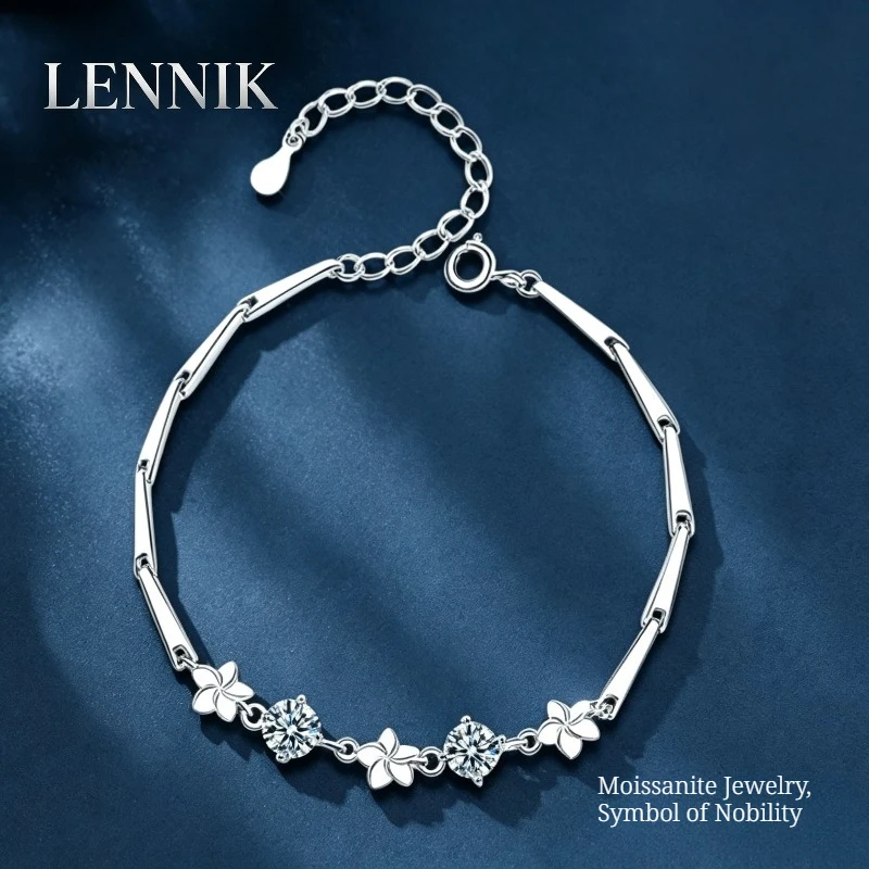 

LENNIK S925 Sterling Silver Mozzarella Clover Bracelet Women's Ins Wind Niche Lucky Jewelry