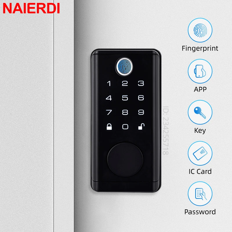 

NAIERDI Fingerprint Door Lock Security Digital Electronic Locks Tuya Bluetooth Keyless Entry Door Lock Anti-theft Door Hardware