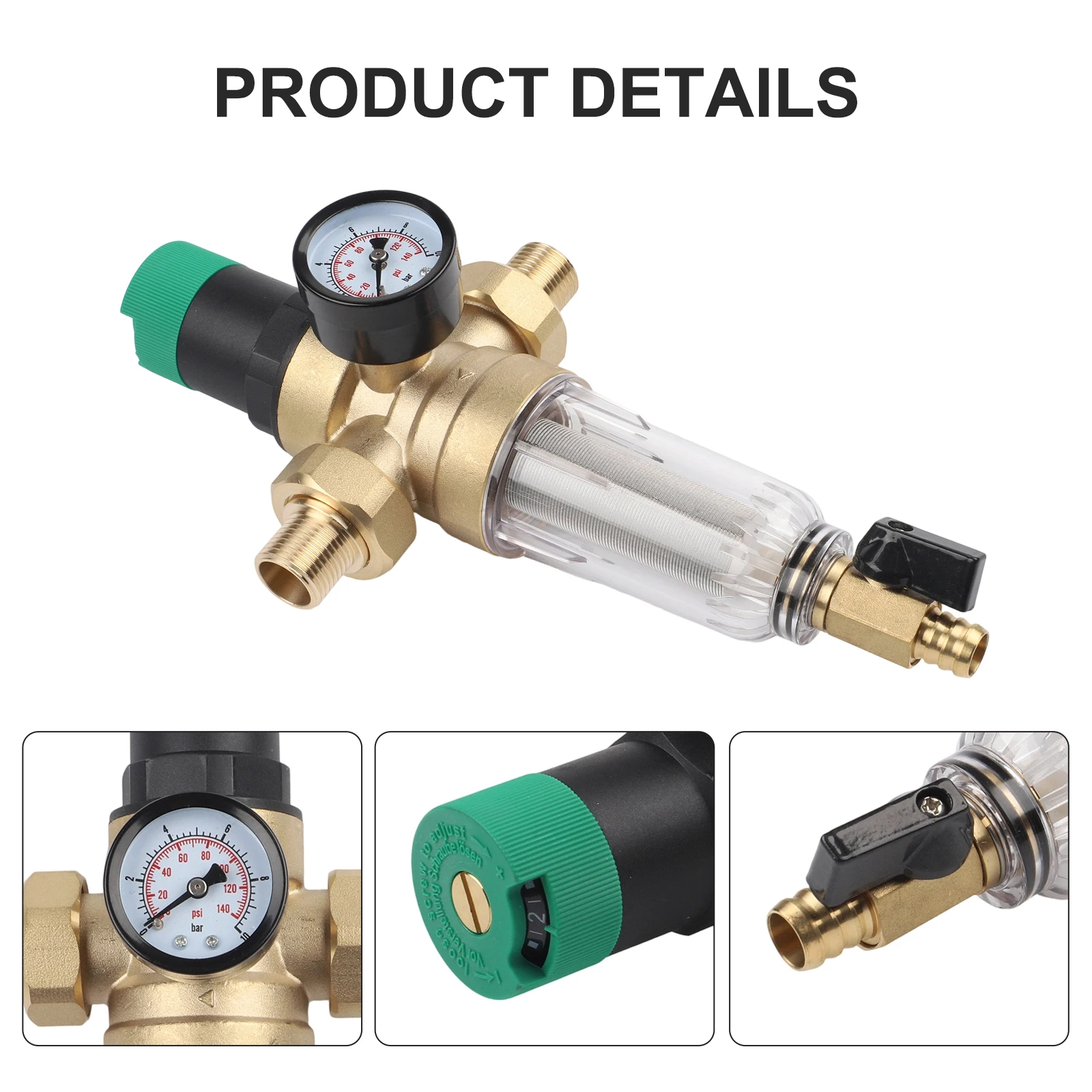 1 pz Regolatore di pressione dell'acqua con filtro controlavaggio e manometro DN15 DN20 DN25 Bbbbbbbbbbbbbbbbbbbbbbbbbbbbbbbbbbbbbbbbbbbbb