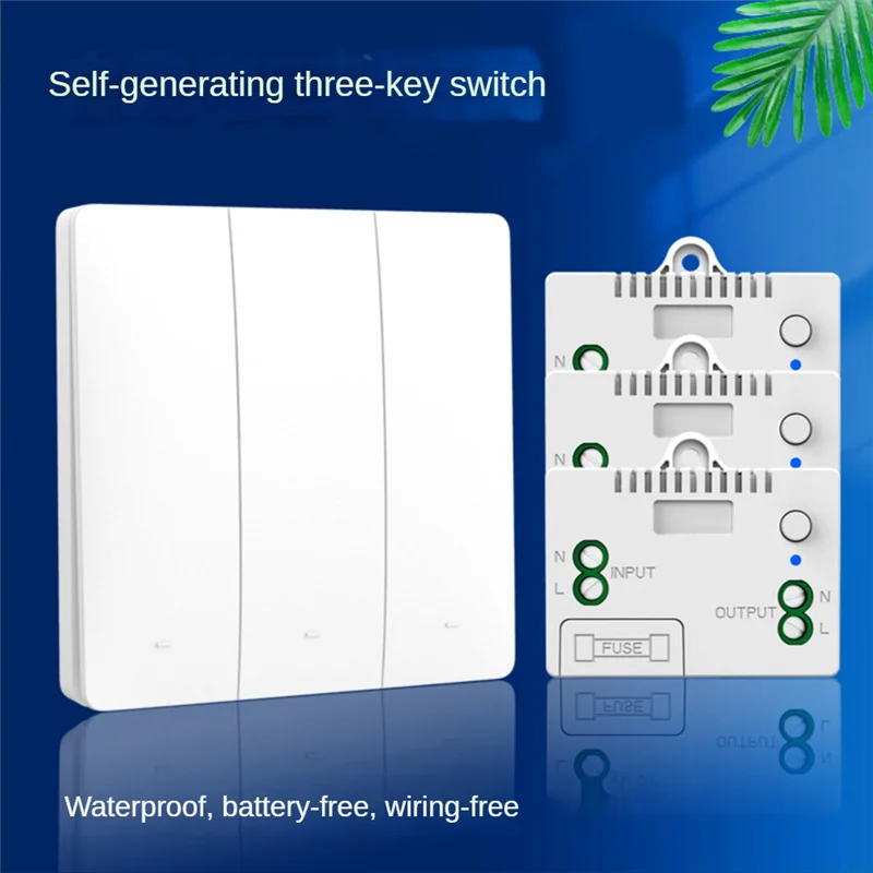 Self-Pow Wall Light Wireless Switch Self-Powered Remote Control No Battery No Wire IP54 Waterproof Indoor Kinetic Switch