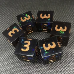 6PCS Resin Digital Dices Set Tabletop Decor Sharp Edge DND Dice Toys for Table Entertainment Role-Playing RPG Board Game