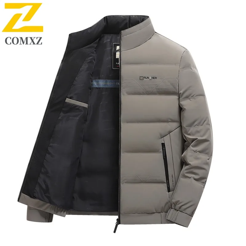 

COMXZ мужской пуховик классический воротник-стойка уличная рабочая теплая парка универсальная легкая осенне-зимняя одежда в городском стиле