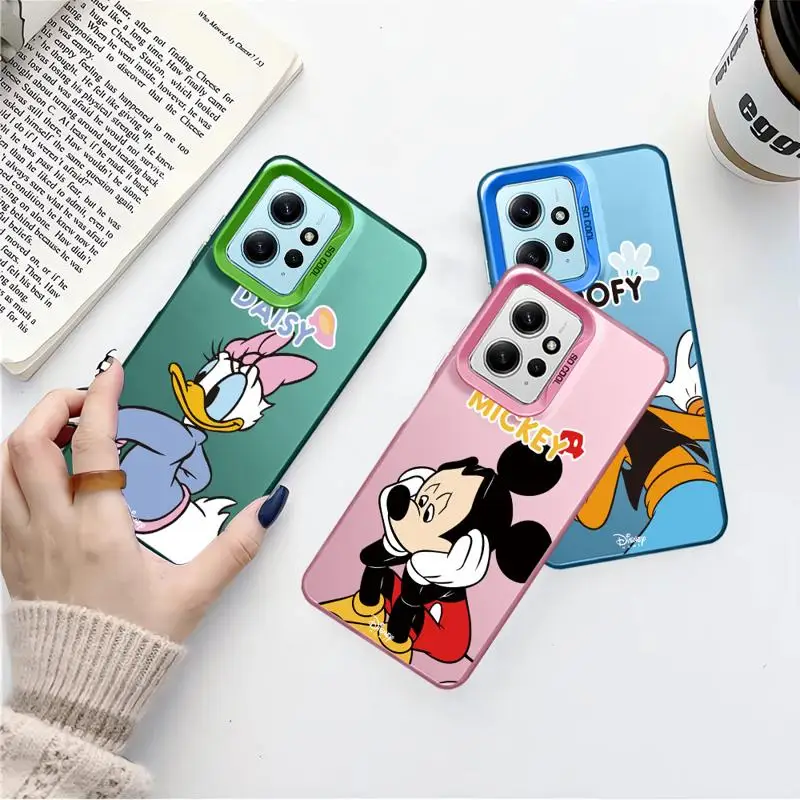 Phone Case for Redmi Note 13 12 11 Pro Plus 10 9 9S 13C A1 A2 12S 11S Silver Plating Cover Goofy Saisy Donald Duck Pluto