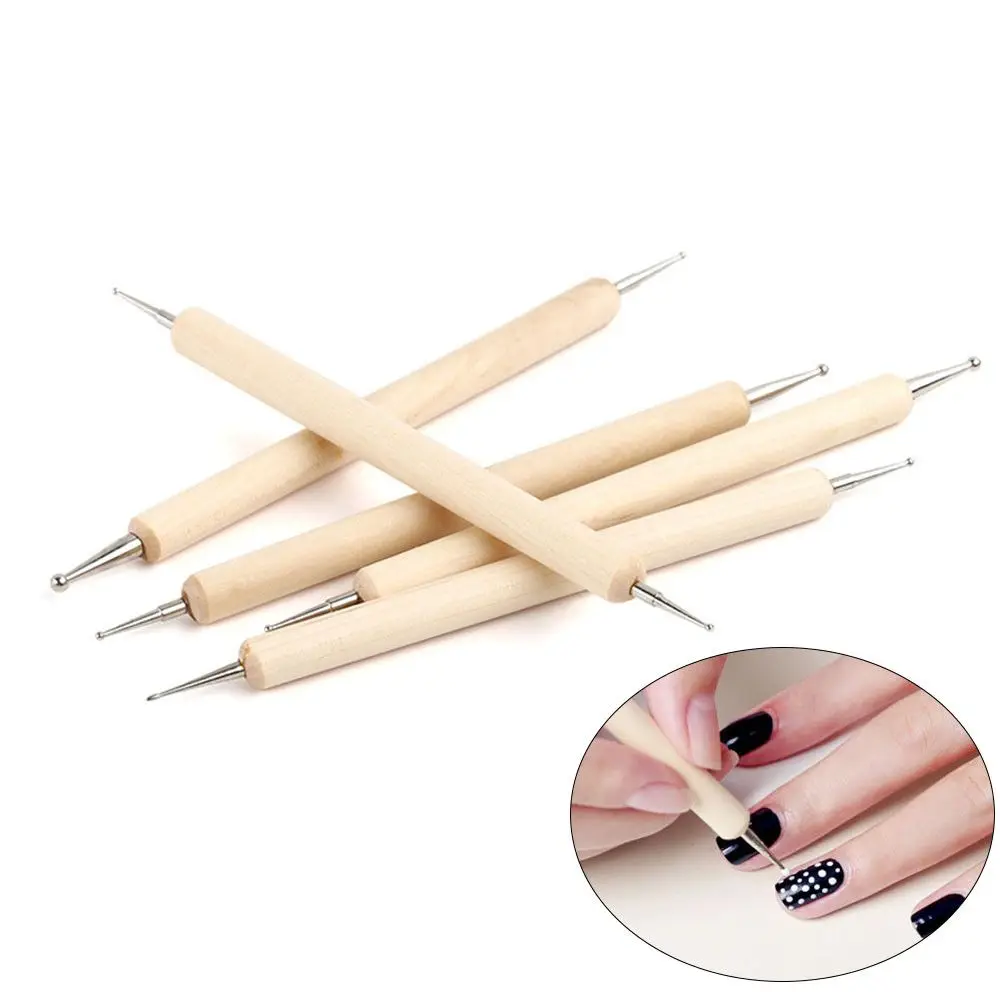 

5 Pcs/Set Wooden Painting Drawing Pulling Nail Art Dotting Pen Art Nails Brushes UV Painted Pen Nail Art Pen