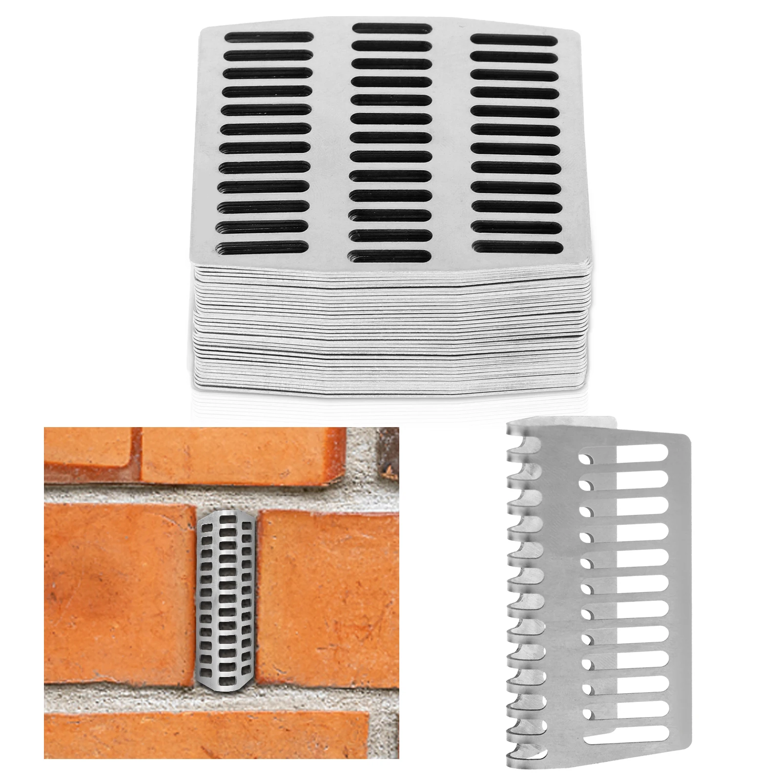 36Pcs Stainless Steel Brick Weep Hole Covers 2.75" Weep Shield Weep Hole Covers Brick Weep Hole Inserts Mortar Repair