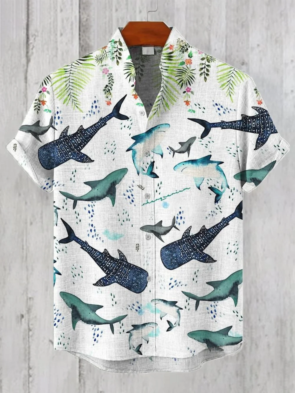 

Men's Summer Short Sleeve Stand up Collar Printed Cardigan Shirt Casual plus Size Top for Social Parties
