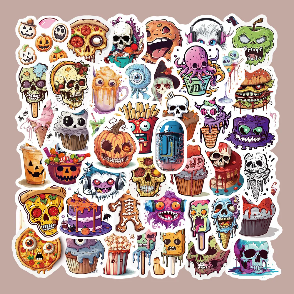 10/30/50 قطعة الكرتون هالوين الرعب الغذاء الديكور الكتابة على الجدران ملصقات لحقيبة الكمبيوتر المحمول الأمتعة الثلاجة الهاتف سيارة التصميم DIY بها بنفسك #2