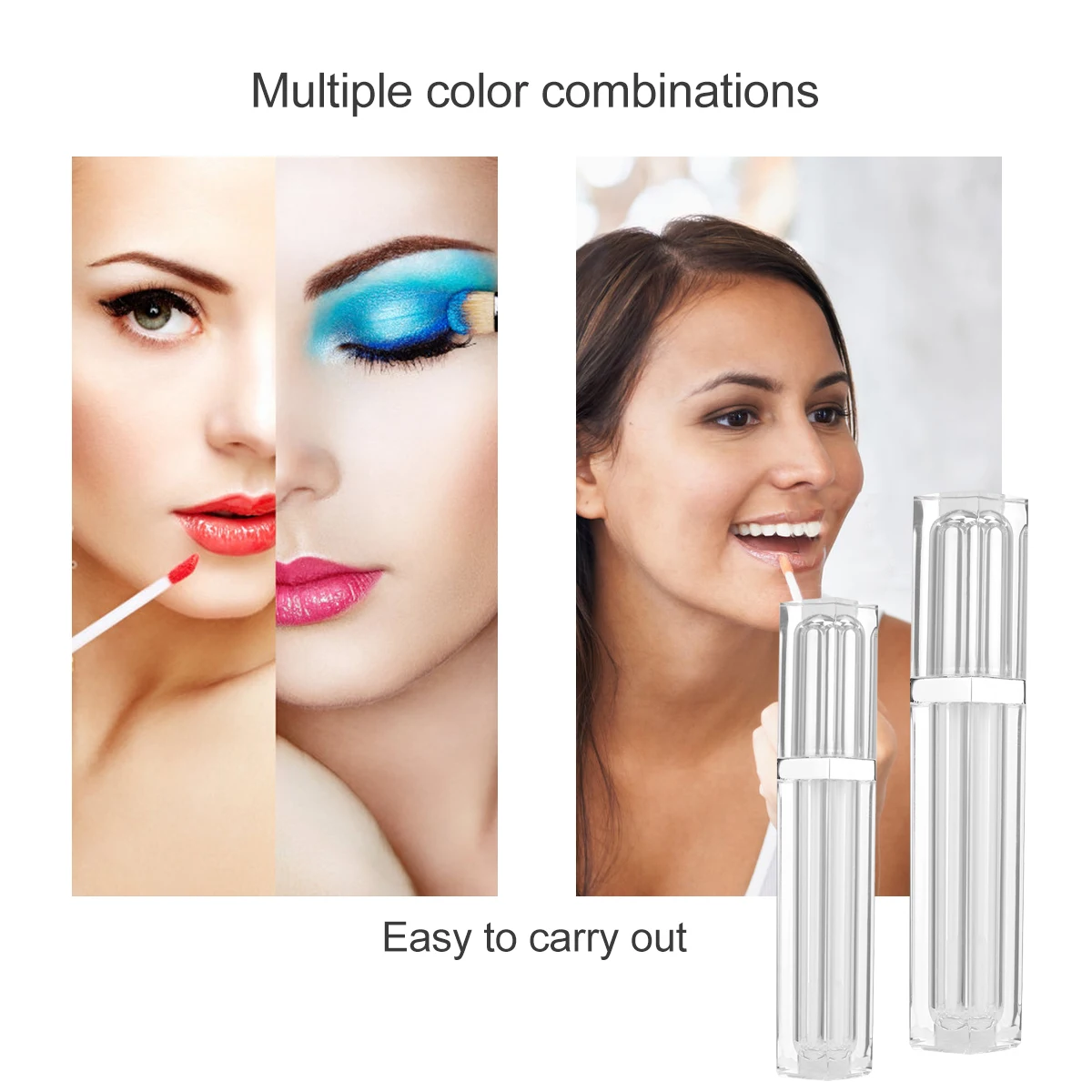 

5pcs Lip Gloss Empty Tube Square Bottles Fashion Container Lightweight Portable Safe Travel Size Cosmetics Tube