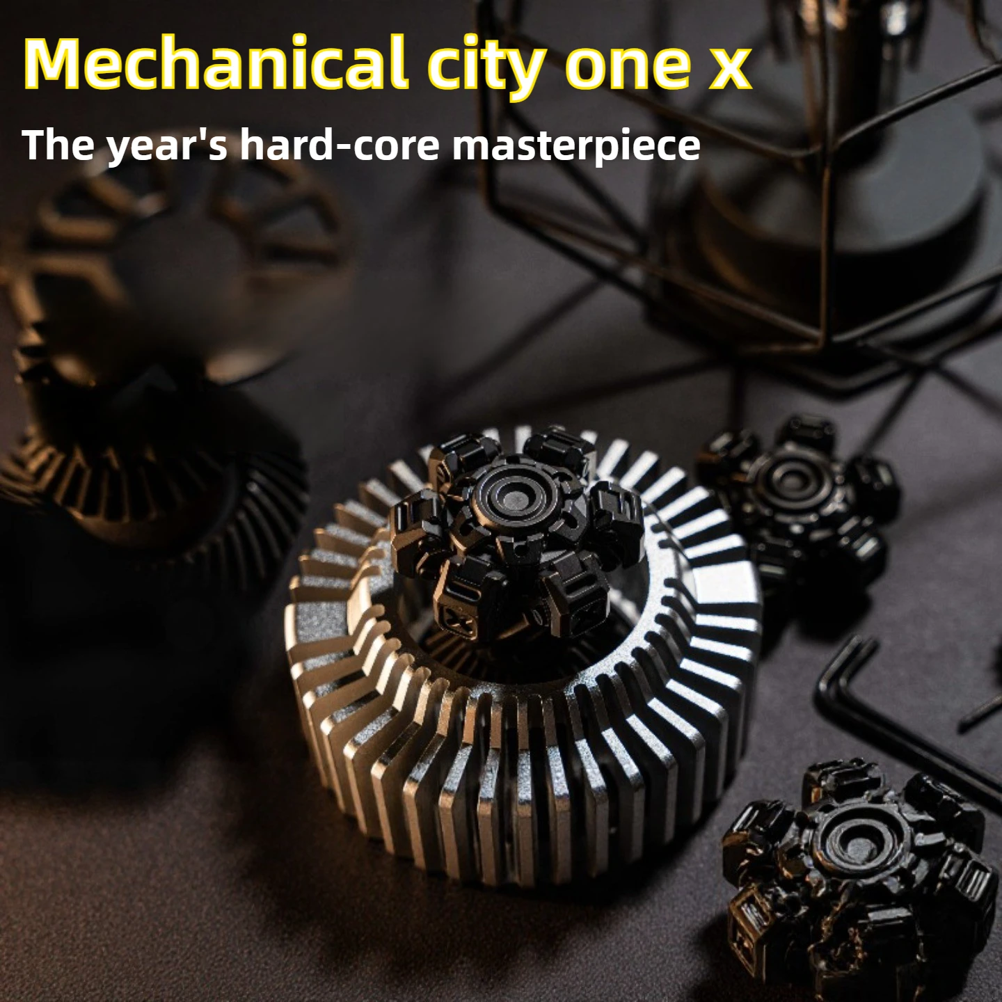Giocattolo da tavolo di decompressione Fidget Spinner con apertura dell'armatura meccanica a sei pagine in metallo Machinarium X EDC