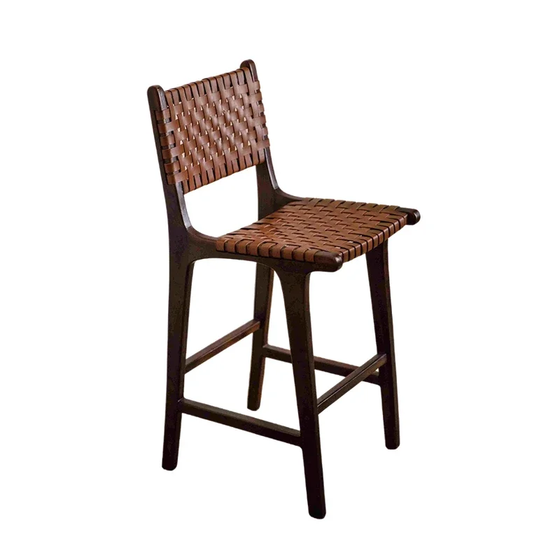 Cadeiras de bar com design de madeira, rattan, praia, sol, bambu, vintage, altas, ilha, pequena cozinha, sillas nórdicas, móveis para casa