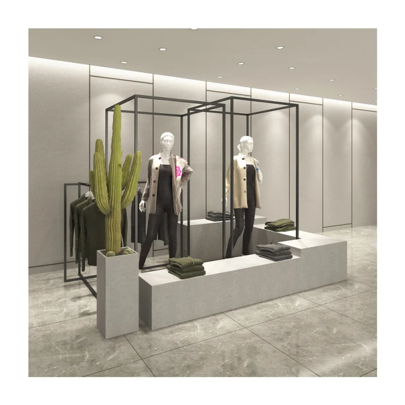 

custom.Fashion garment clothing shop fittings design metallic iron retail clothes display store fixtures