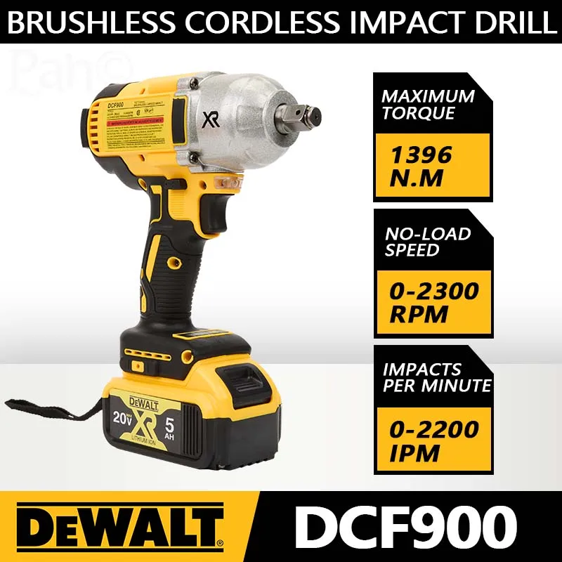 Dewalt 20V Borstelloze Slagmoersleutel Met Hoog Koppel Een Elektrische Luchtpistool Lithiumsleutel Dcf900