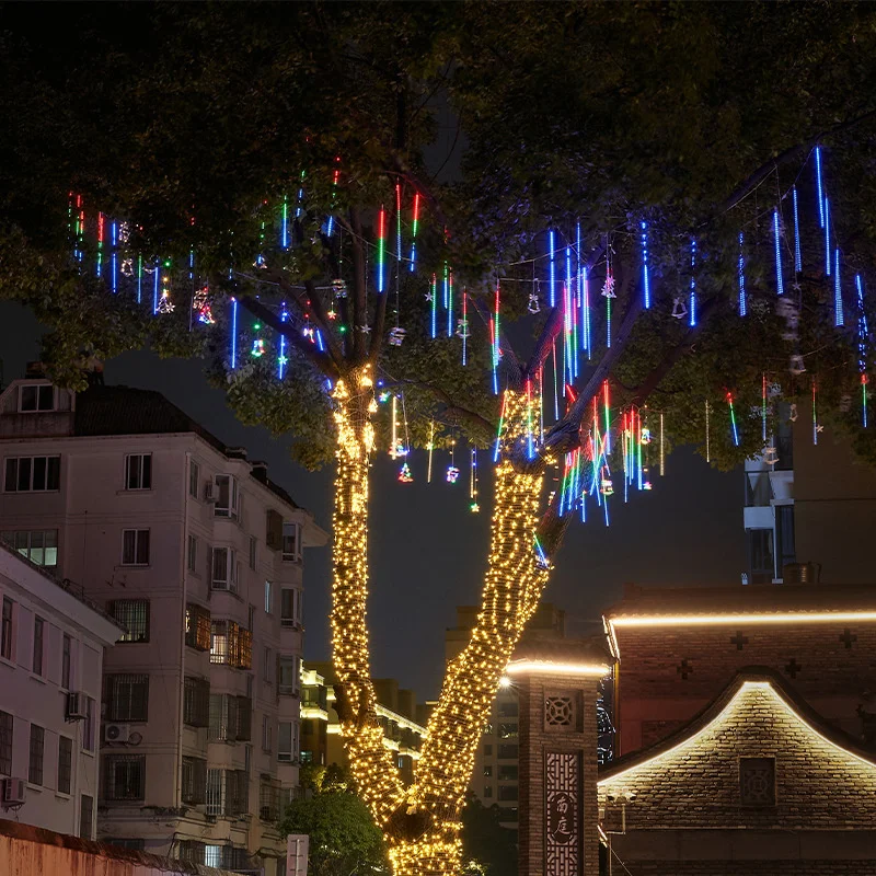 Fairy String Holiday Lighting 30/50cm 8 Tube EU Plug LED Meteor Shower Light For Christmas Garden Decoration Light Tree Decor