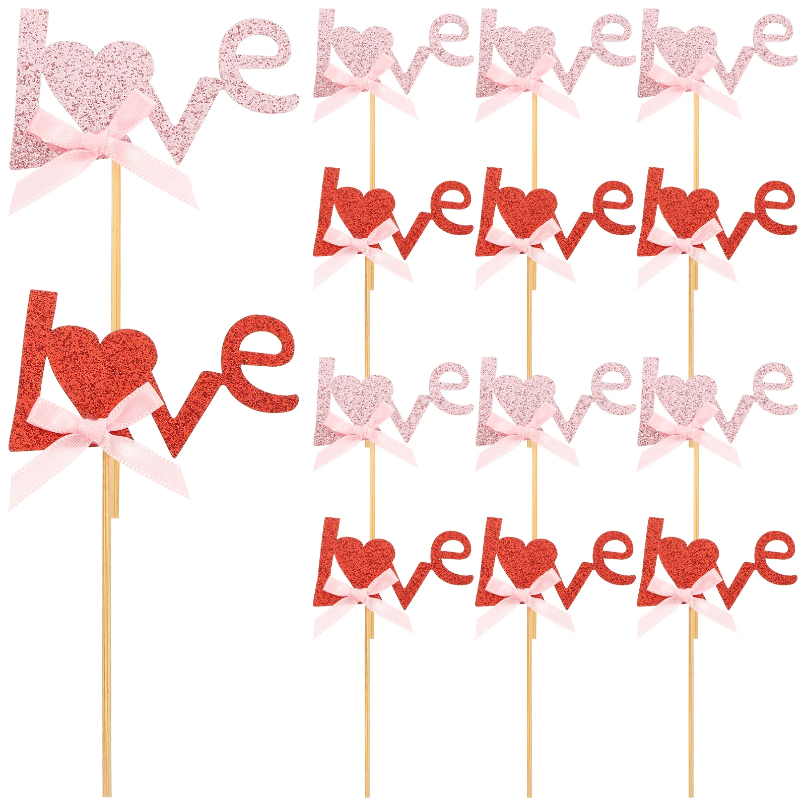 

12 Pcs Cake Decoration Inserts Valentine Wedding Party Cupcake Toppers Picks Fruit Snack Decorations Photo Props