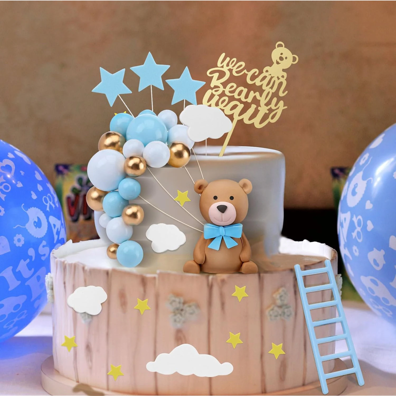 33 Pcs decorazioni per torte con orso bruno possiamo perlly Wait Cake Topper per decorazioni per feste di compleanno Baby Shower