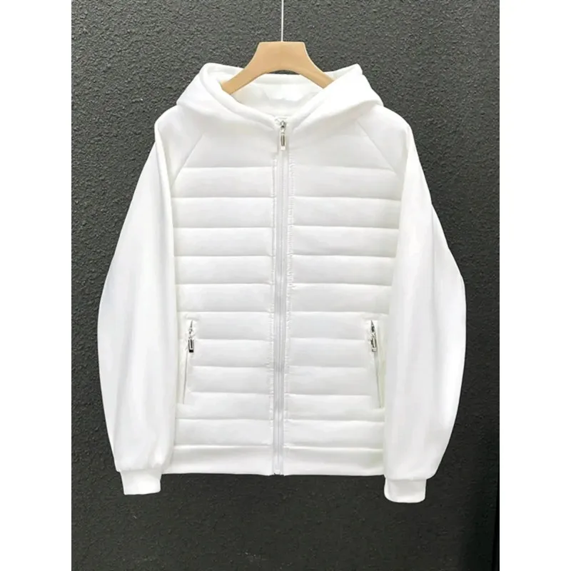 

Trendy Hooded Solid Color Cotton Coat Jacket Grey Black White Loose Fit Versatile Casual Unique Couple Style Jacket for Men