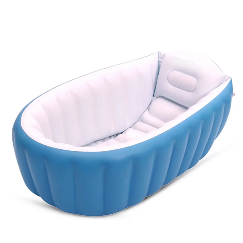 

Inflatable Baby Bathtub 45 Degree Tilt Side Pocket Anti-Slip Bathing Tub For Infant Toddler Portable Shower Pool Blue