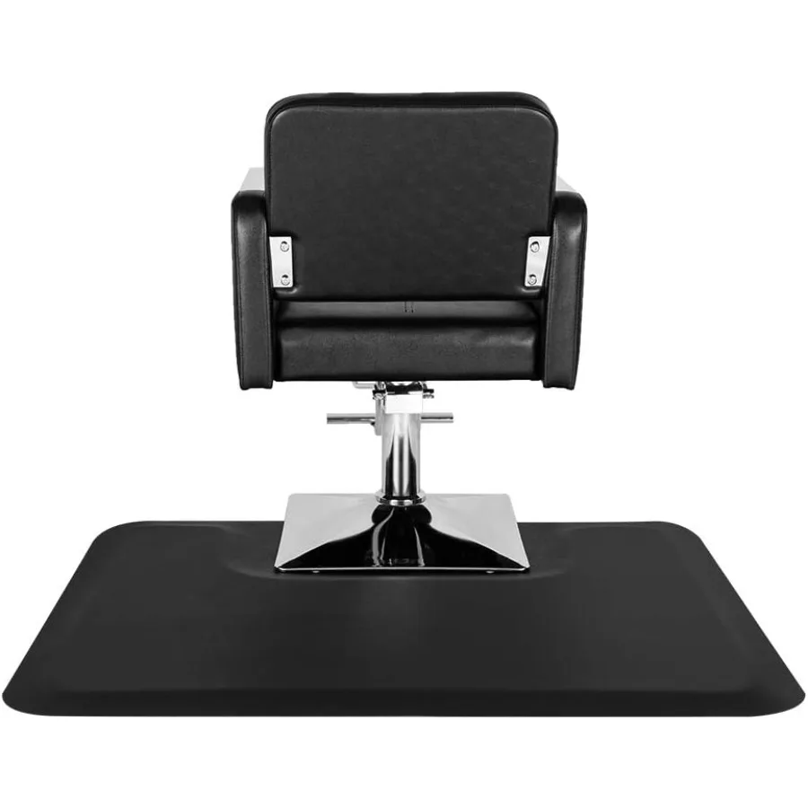 3 ft. x 4 ft. Salon Mat for Barber Shops and Salons Black AntiFatigue Floor Mat with Square CutOut 1 2 in. Thick Designed for S