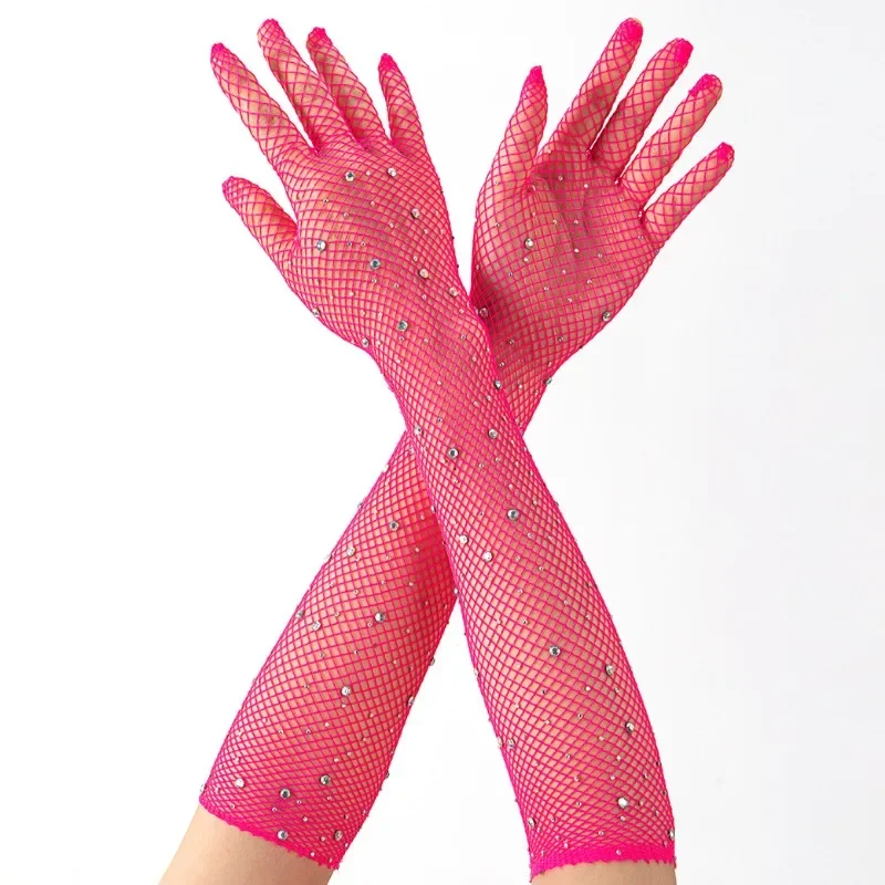 I guanti lunghi a rete sono adatti alle spettacoli teatrali delle donne come guanti da dito elasticizzati di Halloween Feste Reti da pesca cavi