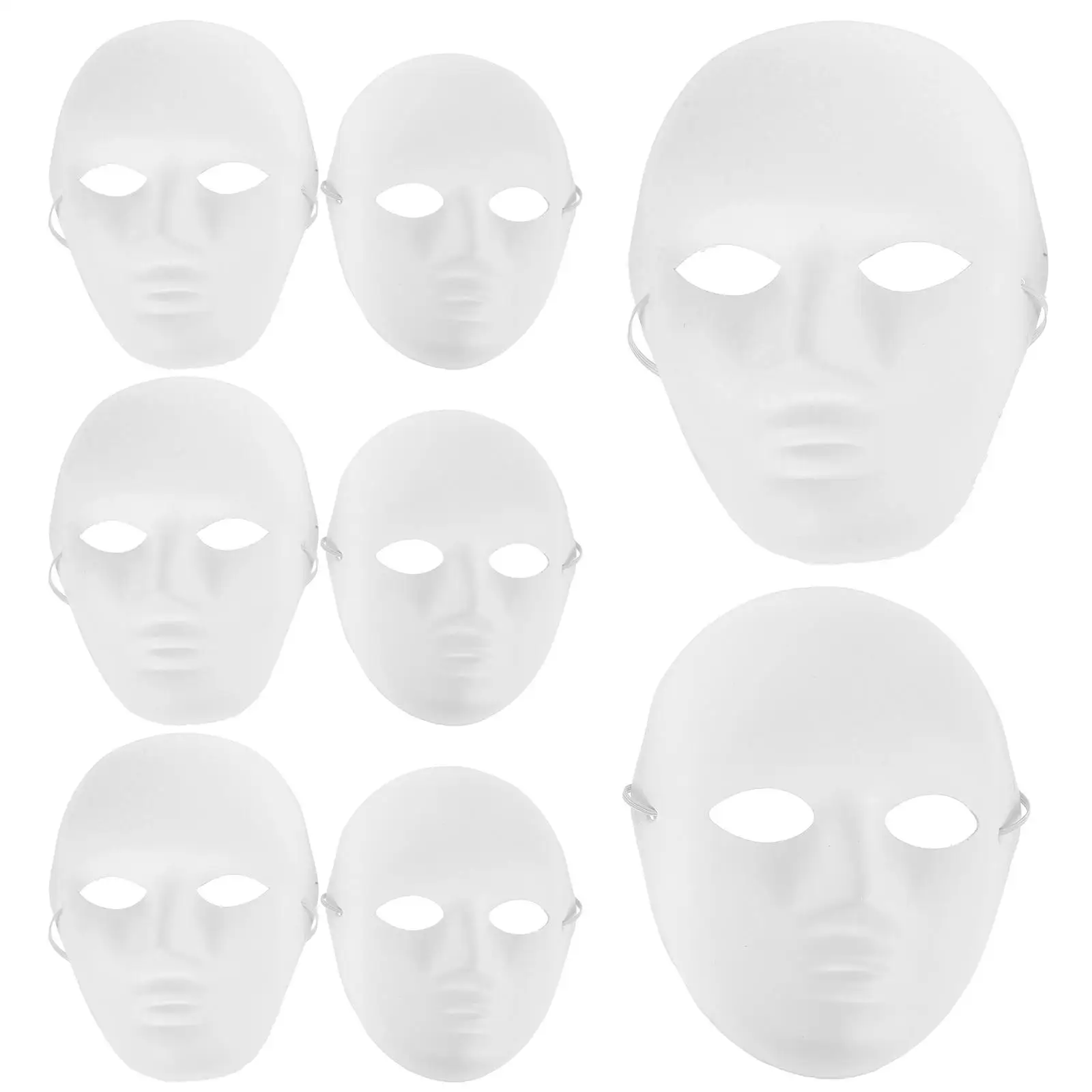 

8 Pcs Hand Painted Mask Blank White DIY Masquerade Masks Halloween Costume Scary Ghost Design Comfortable Beauty Party