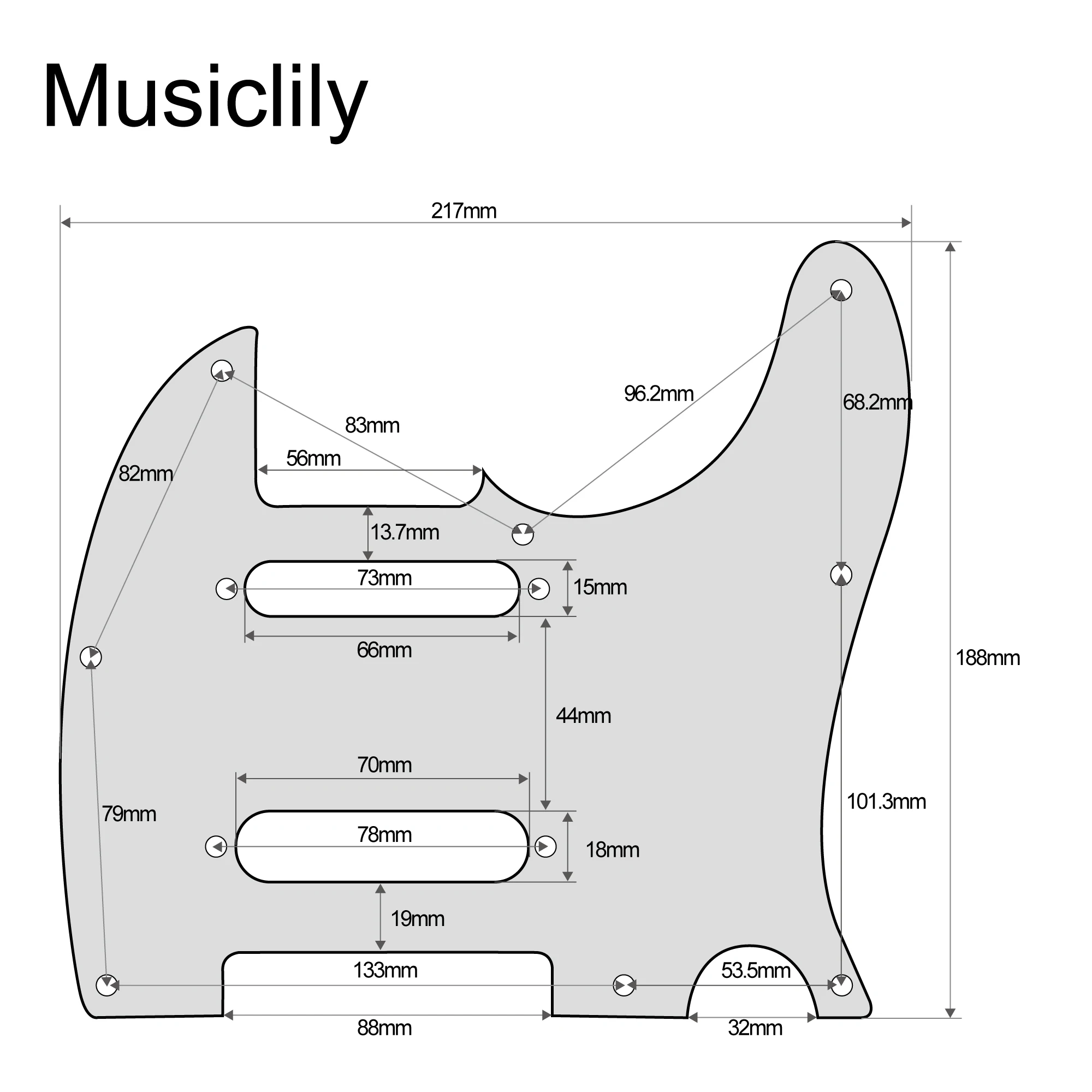 Musiclily Pro 8 Holes SS Guitar Pickguard for US/Mexico Fender Deluxe Nashville Tele Style Electric Guitar view 2