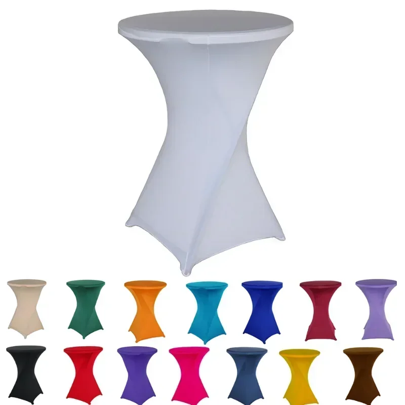 

TB Cocktail Round Spandex Table Cover Tight Fitted Stretch Tablecloth Multi-color for Wedding Party Decoration Bar Hotel Banquet