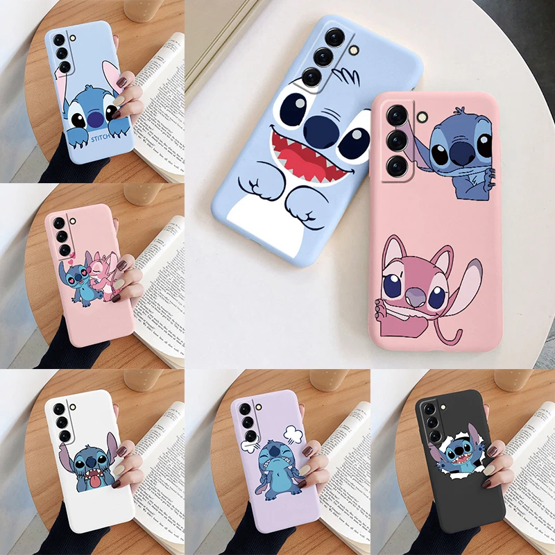 For Samsung Galaxy S22 S 22 Plus S22 Ultra Camera Protect Soft Cover Silicone Cartoon Lilo Stitch Case Funda For Samsung S22+