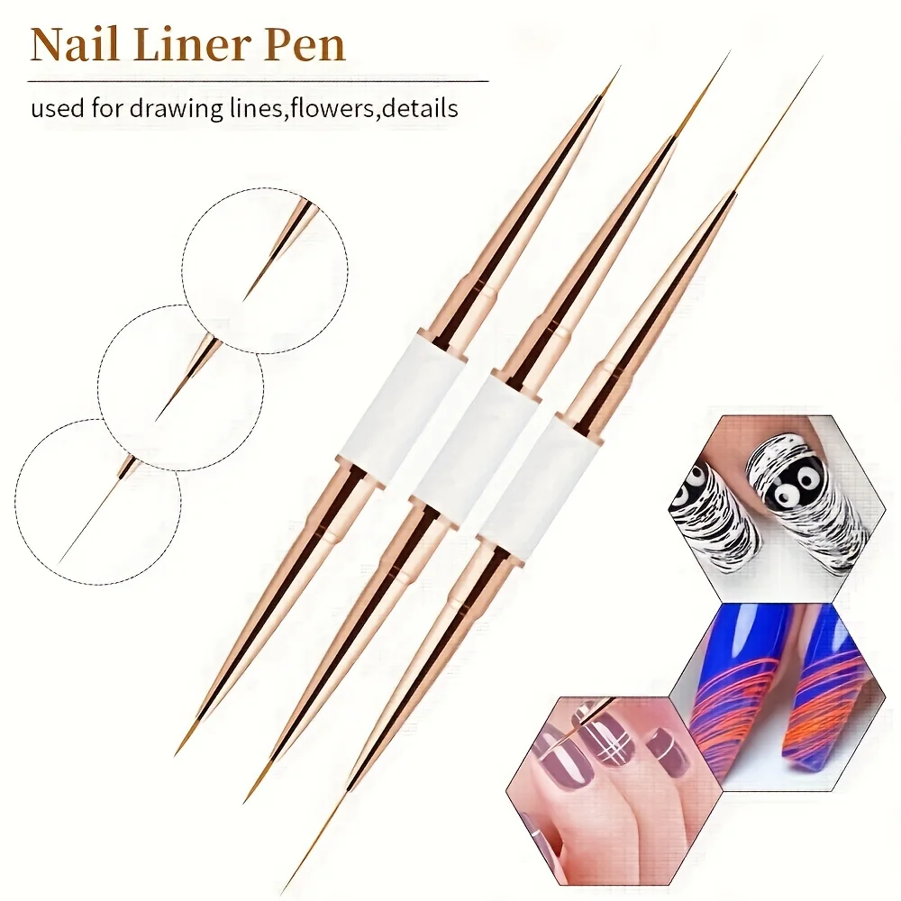 Double-Ended Acrylic Nail Art Brushes Set, Gel Polish Nail Art Design Pen Painting Tools Nail Art Liner Brush image 6