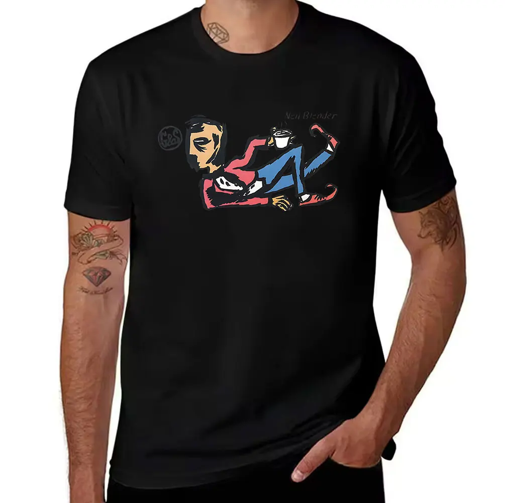 Men's Cotton T-Shirt Neil Blender Skateboarding Graphic Print Vintage Style Casual Tee for Skate Fans