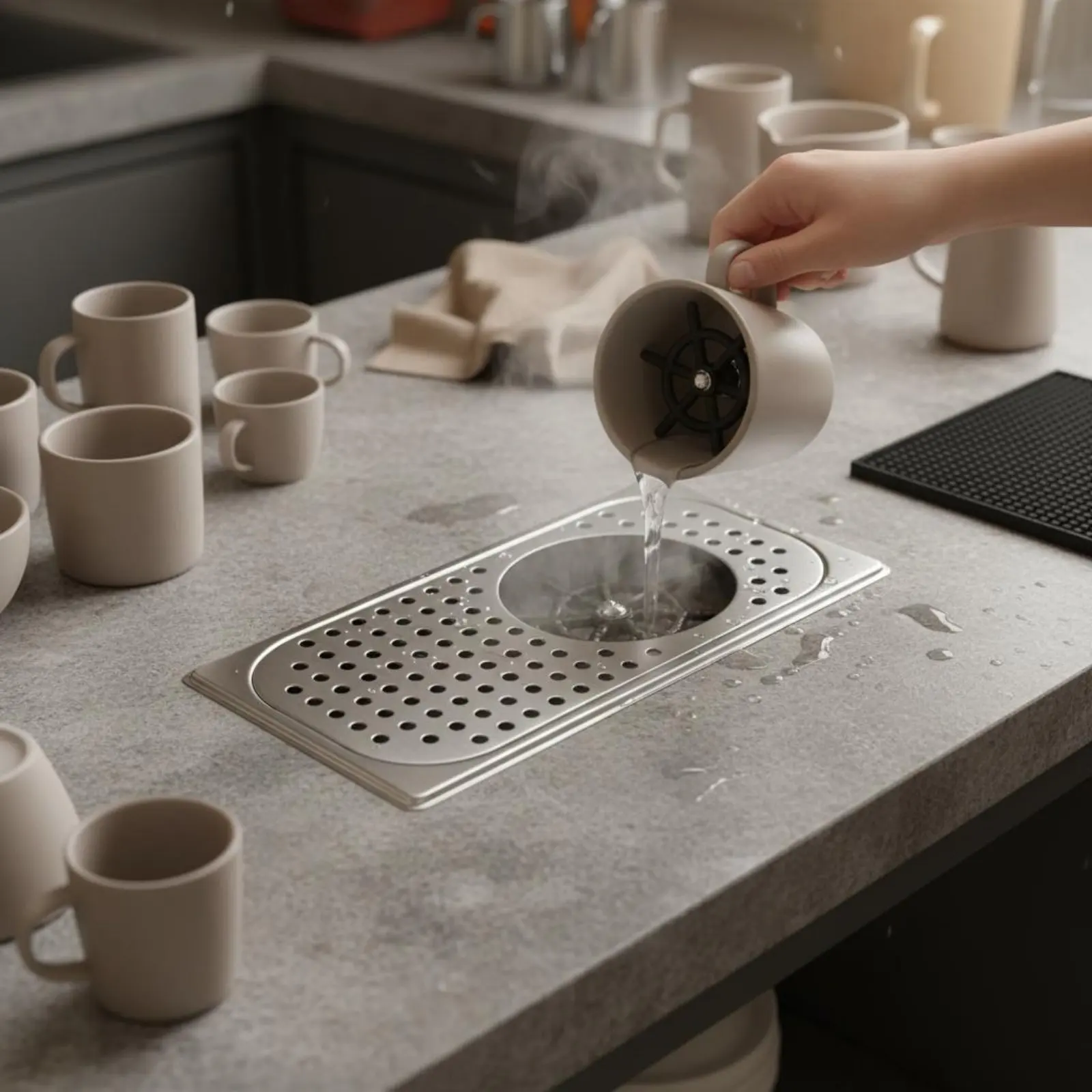 Automatic Cup Rinser Multi-Angle Spray Built-in Cup Rinser Glass Rinsing Faucet Head Powerful Water Jets Kitchen Equipment