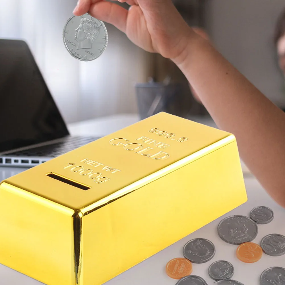 

Creative Gold Bar Money Pot Bullion Coin Bank Plastic Jar Children Saving Habit Home Decor Brick Saving Pot Gold