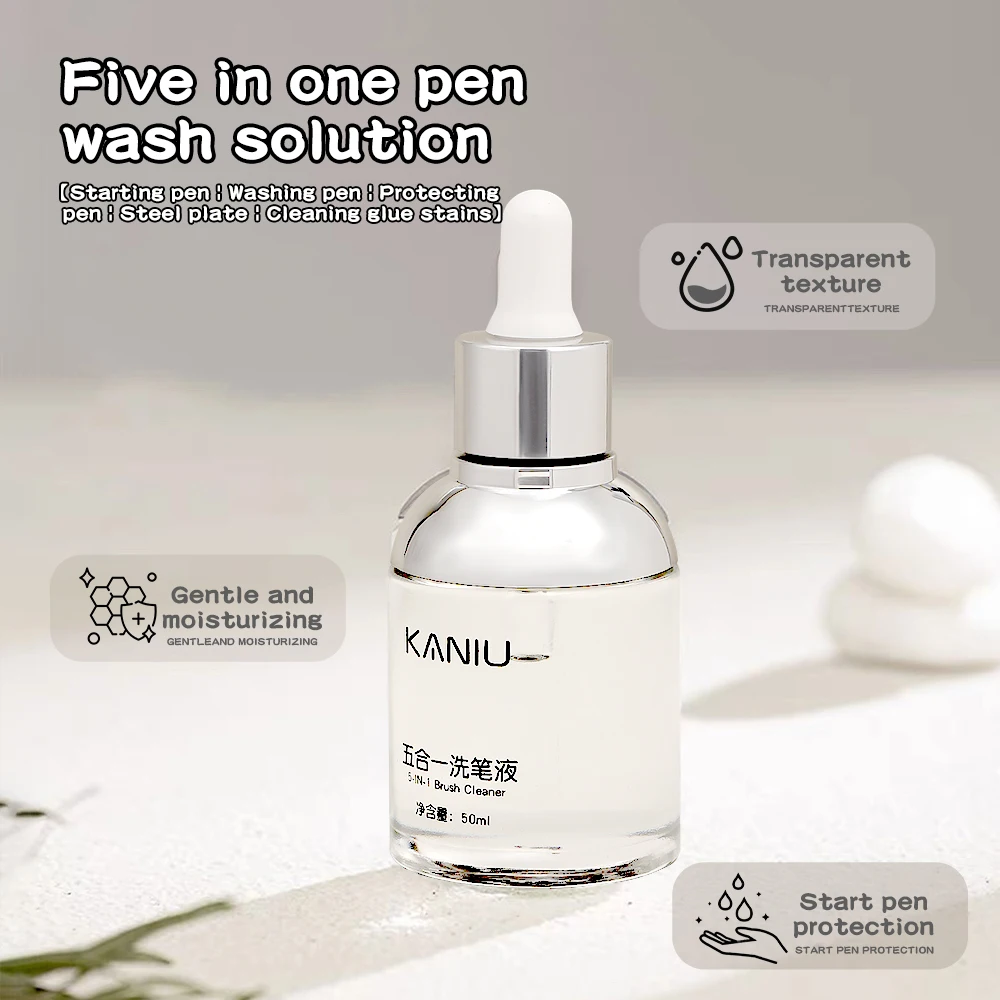 Nettoyeur de brosse à ongles 5 en 1, liquide de nettoyage en profondeur, formule douce, sans endommager les résidus, séchage rapide pour les outils d'art des ongles, soins, 50ml