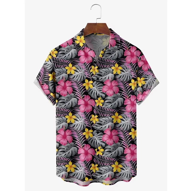 New Floral-Print Summer Trend Short-Sleeve Shirt Casual Button-Down Top Comfortable Breathable Stylish and Versatile Shirt