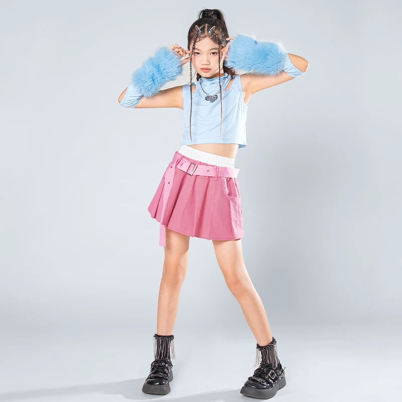 Meisje Groep Dans Jazzdans Kleding Top Rok Cheerleading Prestaties Kids Street Dance Hip Hop Kinderen Toneelkostuum DQL10140