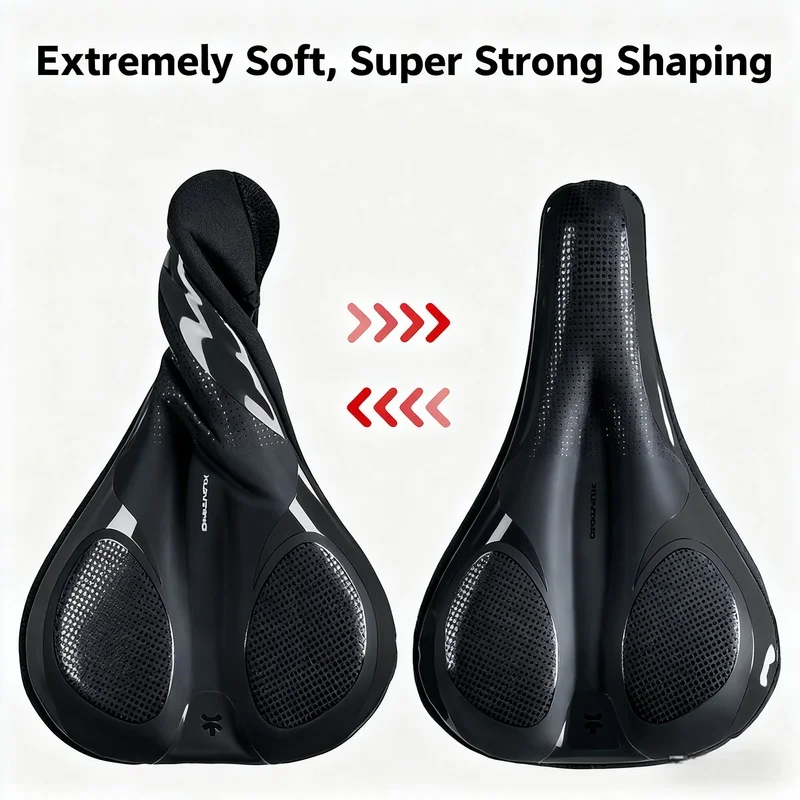 XUNTING Shockproof Silicone Bike Saddle Cover PU Leather Soft Breathable Cushion for Road MTB Bicycle Seat